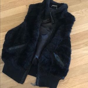 Black faux fur vest